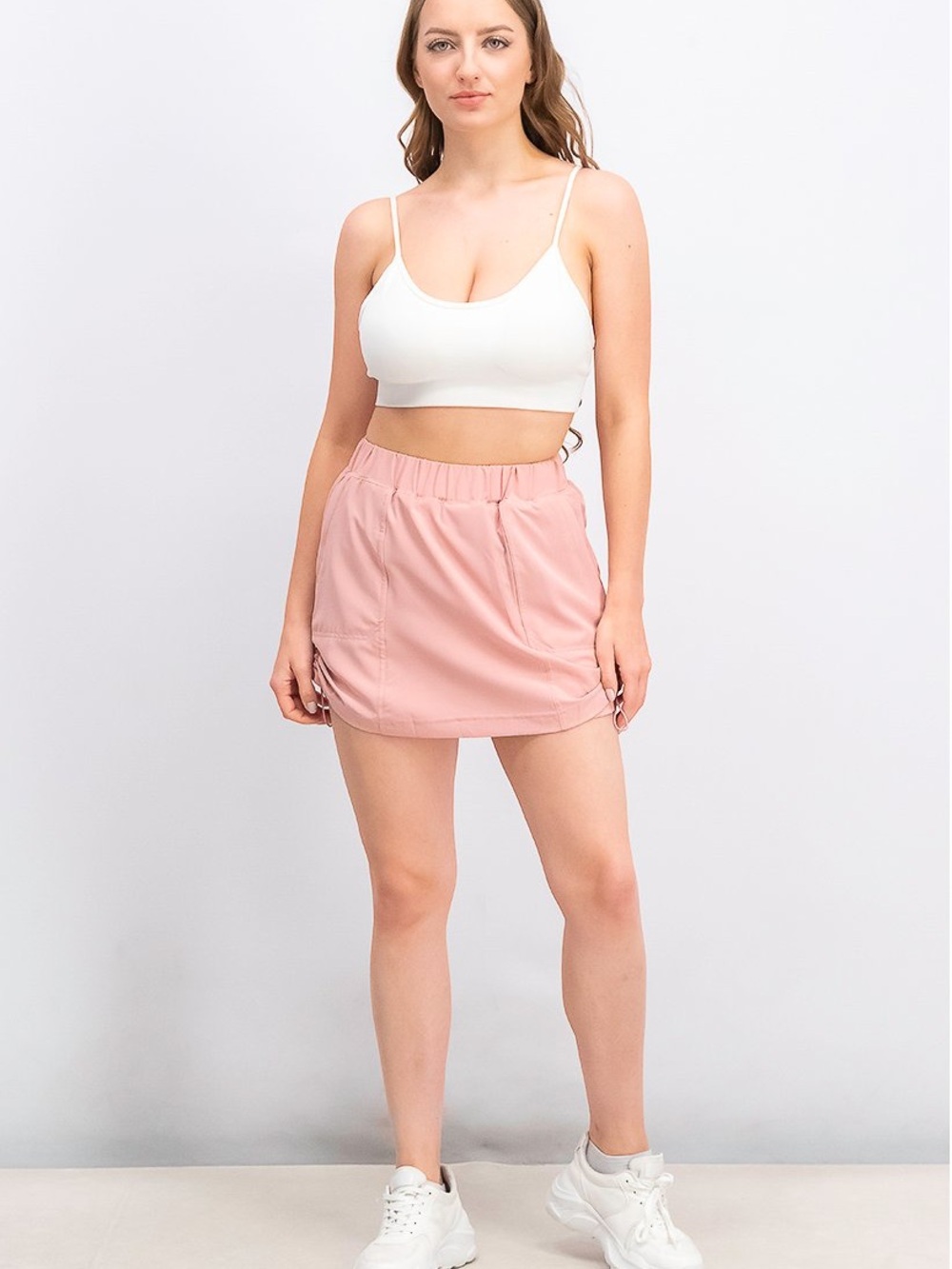 Women's Light Pink Active Skort with Elastic Waist Blush